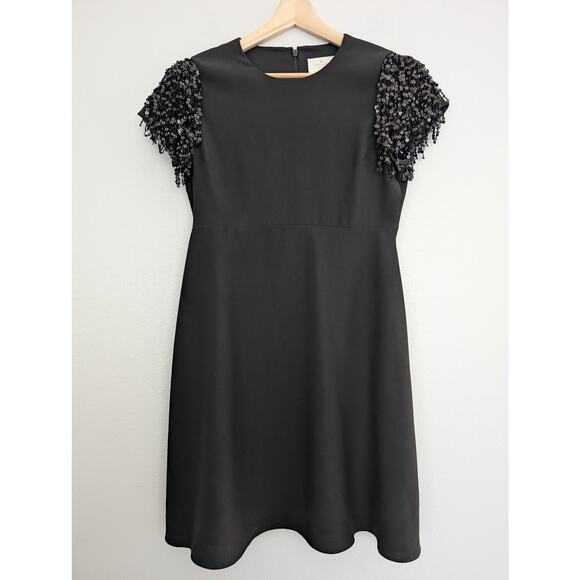 Kate Spade Black Sequin Fringe Swing Dress - Size 6 Knee Length - Picture 4 of 10